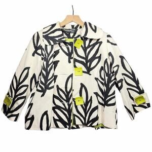Painted Pony Jacket Lined Black Ivory Green Women's Size S 100% Cotton Vintage